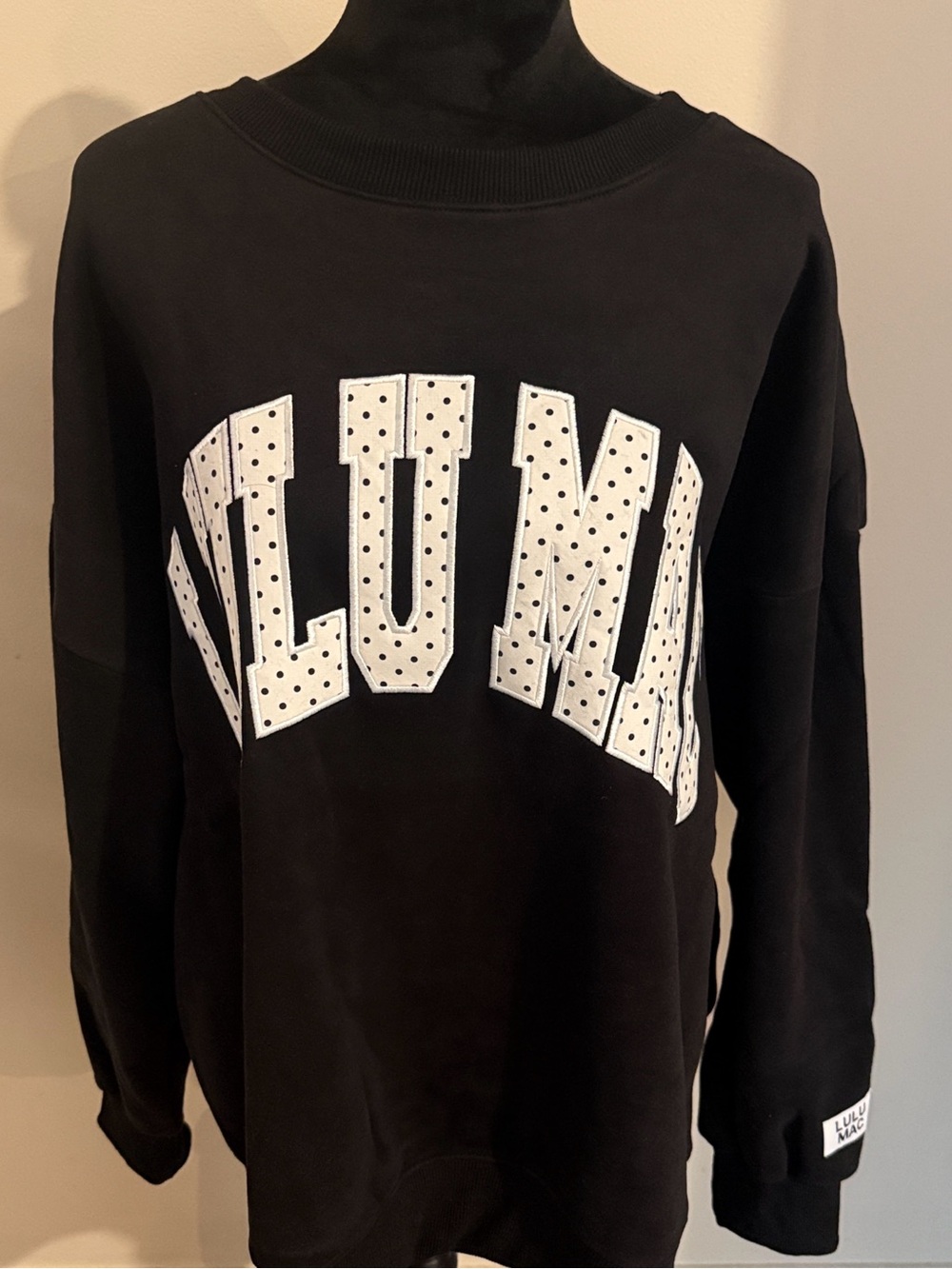 LULU MAC Black White Polka Dot Women's Sweatshirt Size XXL NEW